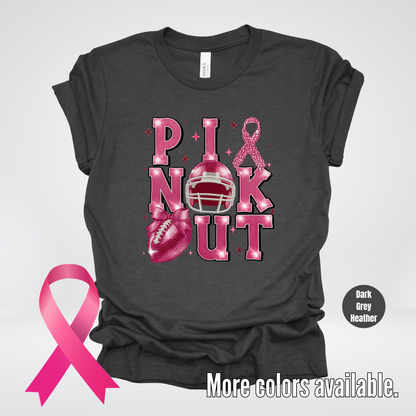 Pink Out Football Coquette Breast Cancer Awareness T-Shirt