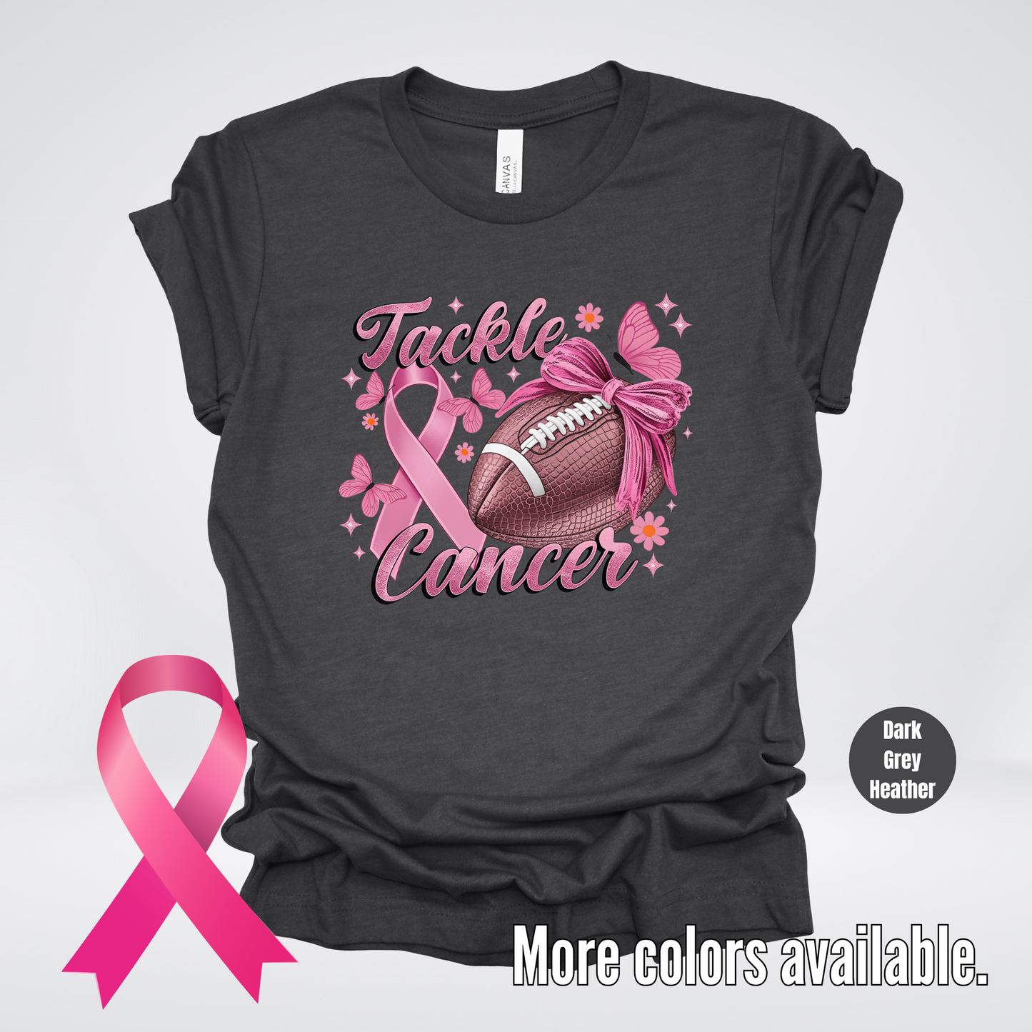 Tackle Cancer Coquette Football Breast Cancer Awareness T-Shirt