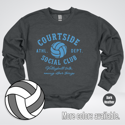 Courtside Social Club – Light Blue – Volleyball Design Crewneck Sweatshirt