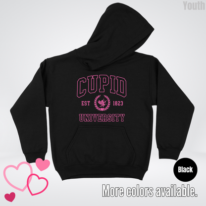 Cupid University Est 1823 Bright Pink Design Youth Hoodie