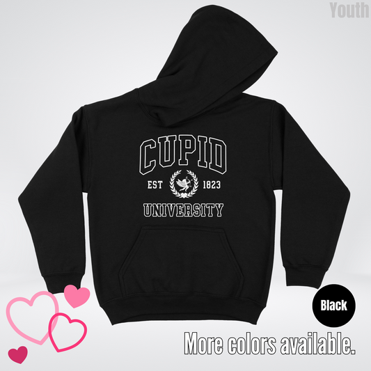 Cupid University Est 1823 White Design Youth Hoodie