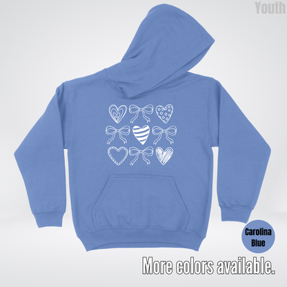Doodle Coquette Hearts Youth Hoodie