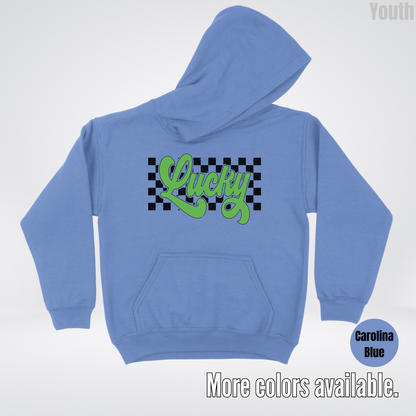 Lucky Cursive Checkered Retro – Saint Patrick’s Day Youth Hoodie