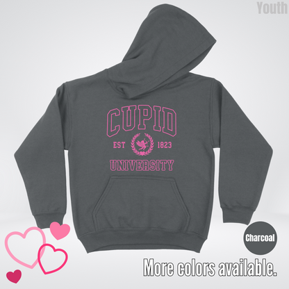 Cupid University Est 1823 Bright Pink Design Youth Hoodie