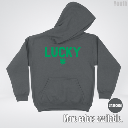 Lucky & Four Leaf Clover - Green Design - Saint Patrick's Day Youth Hoodie