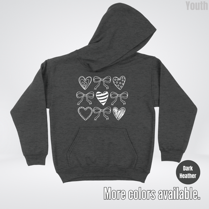Doodle Coquette Hearts Youth Hoodie