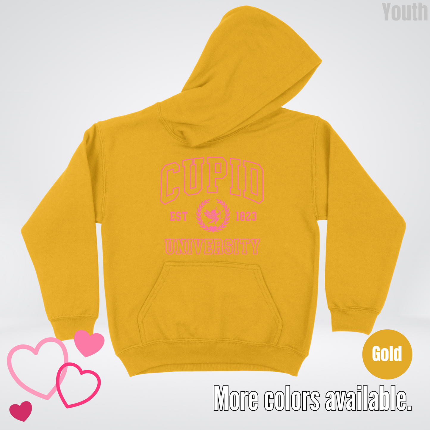Cupid University Est 1823 Bright Pink Design Youth Hoodie
