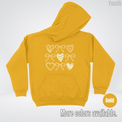 Doodle Coquette Hearts Youth Hoodie