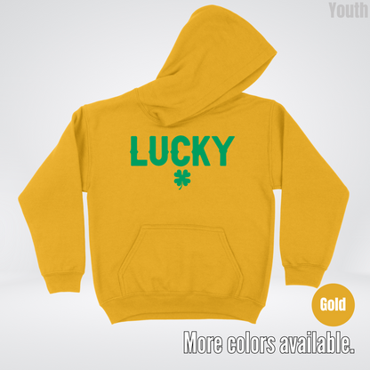 Lucky & Four Leaf Clover - Green Design - Saint Patrick's Day Youth Hoodie