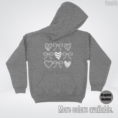 Doodle Coquette Hearts Youth Hoodie