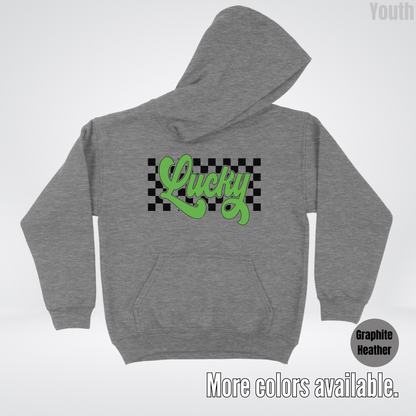 Lucky Cursive Checkered Retro – Saint Patrick’s Day Youth Hoodie