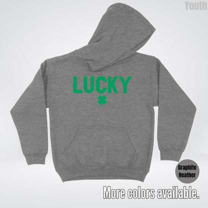 Lucky & Four Leaf Clover - Green Design - Saint Patrick's Day Youth Hoodie