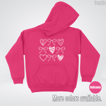 Doodle Coquette Hearts Youth Hoodie