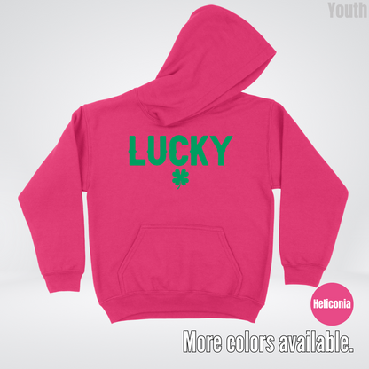 Lucky & Four Leaf Clover - Green Design - Saint Patrick's Day Youth Hoodie
