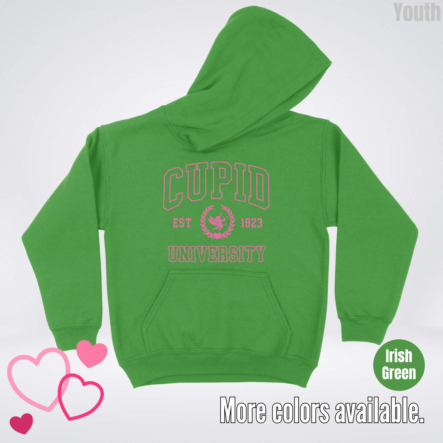 Cupid University Est 1823 Bright Pink Design Youth Hoodie
