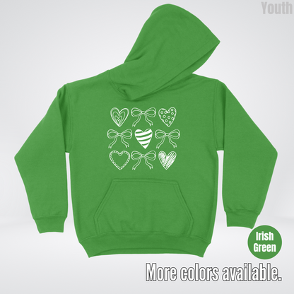 Doodle Coquette Hearts Youth Hoodie