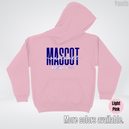 Custom Mascot – Navy - Softball Design 27 Youth Hoodie