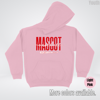 Custom Mascot – Red - Softball Design 28 Youth Hoodie