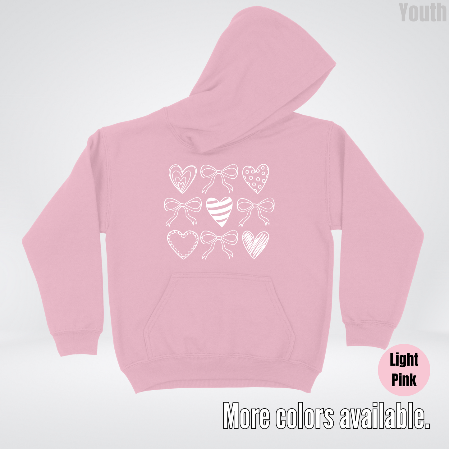 Doodle Coquette Hearts Youth Hoodie