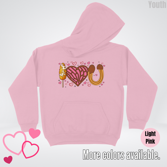 I Love You Elote Concha Churro Youth Hoodie