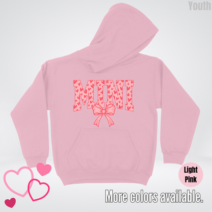 Mini Coquette Hearts Valentines Day Youth Hoodie