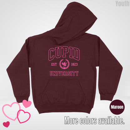 Cupid University Est 1823 Bright Pink Design Youth Hoodie