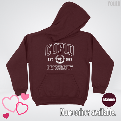 Cupid University Est 1823 White Design Youth Hoodie