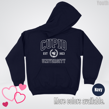 Cupid University Est 1823 White Design Youth Hoodie