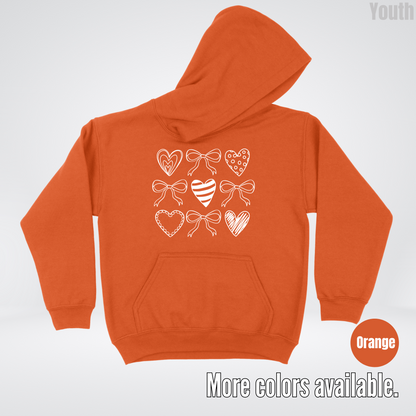 Doodle Coquette Hearts Youth Hoodie