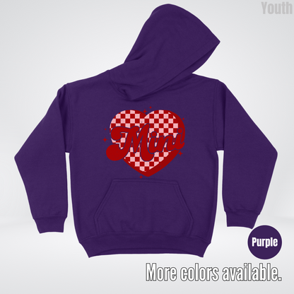 Mini Checkered Heart Youth Hoodie