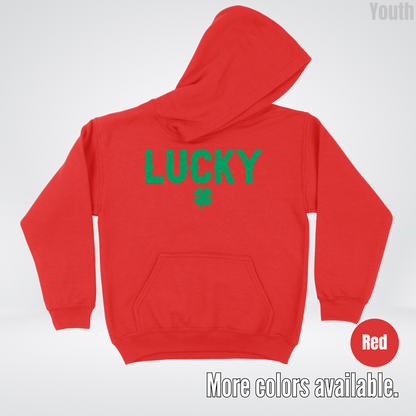 Lucky & Four Leaf Clover - Green Design - Saint Patrick's Day Youth Hoodie