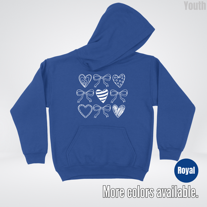 Doodle Coquette Hearts Youth Hoodie