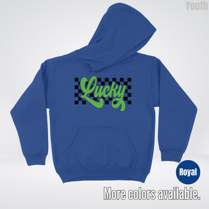 Lucky Cursive Checkered Retro – Saint Patrick’s Day Youth Hoodie