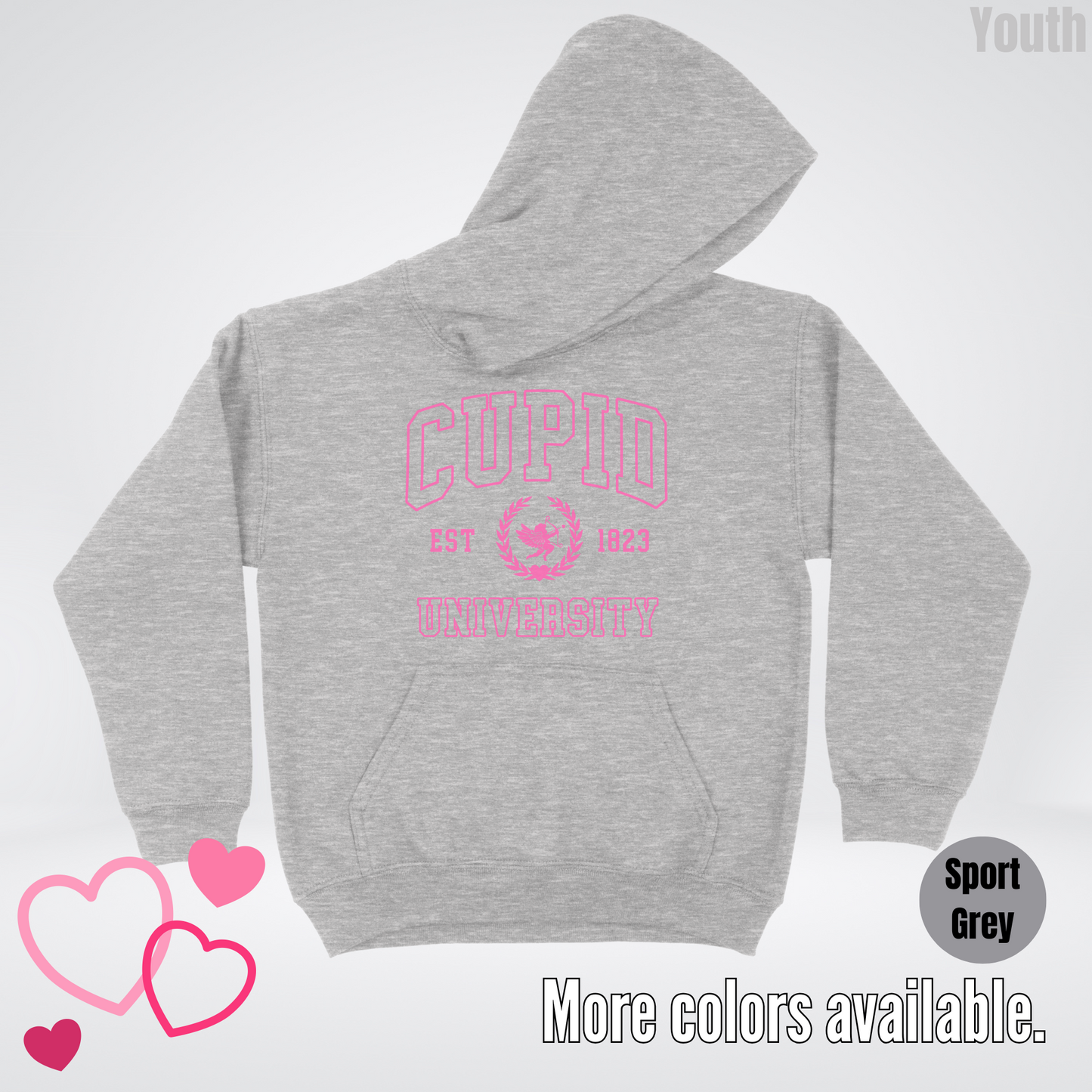 Cupid University Est 1823 Bright Pink Design Youth Hoodie