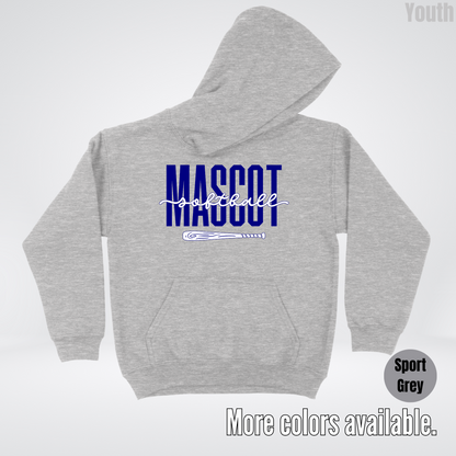Custom Mascot – Navy - Softball Design 27 Youth Hoodie
