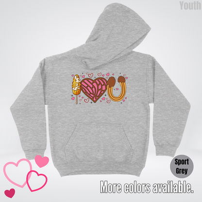 I Love You Elote Concha Churro Youth Hoodie