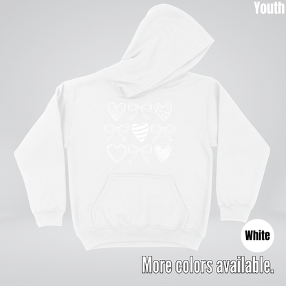 Doodle Coquette Hearts Youth Hoodie