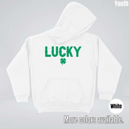 Lucky & Four Leaf Clover - Green Design - Saint Patrick's Day Youth Hoodie