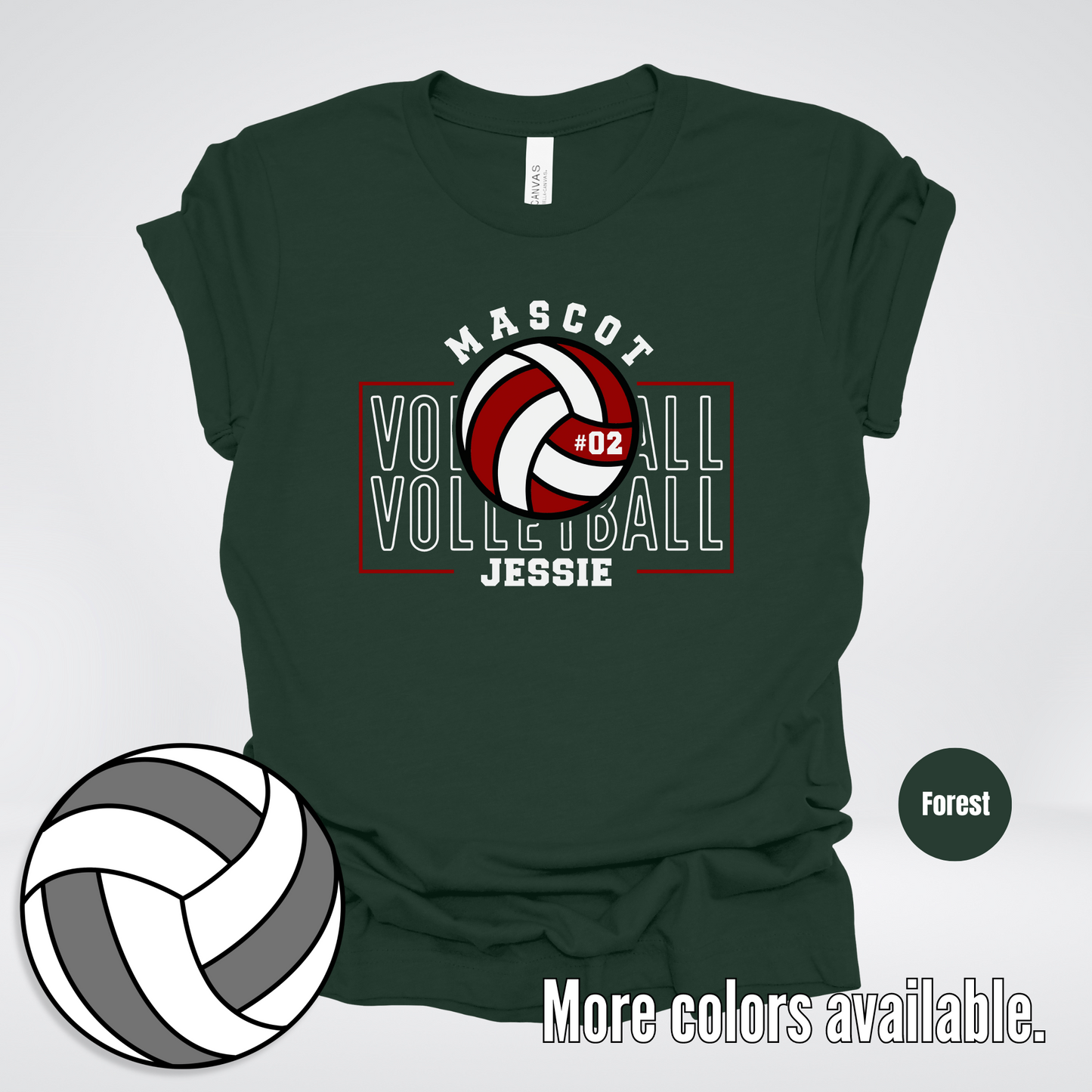 Custom Mascot, Number, & Name - Maroon - Volleyball Design 2 T-Shirt