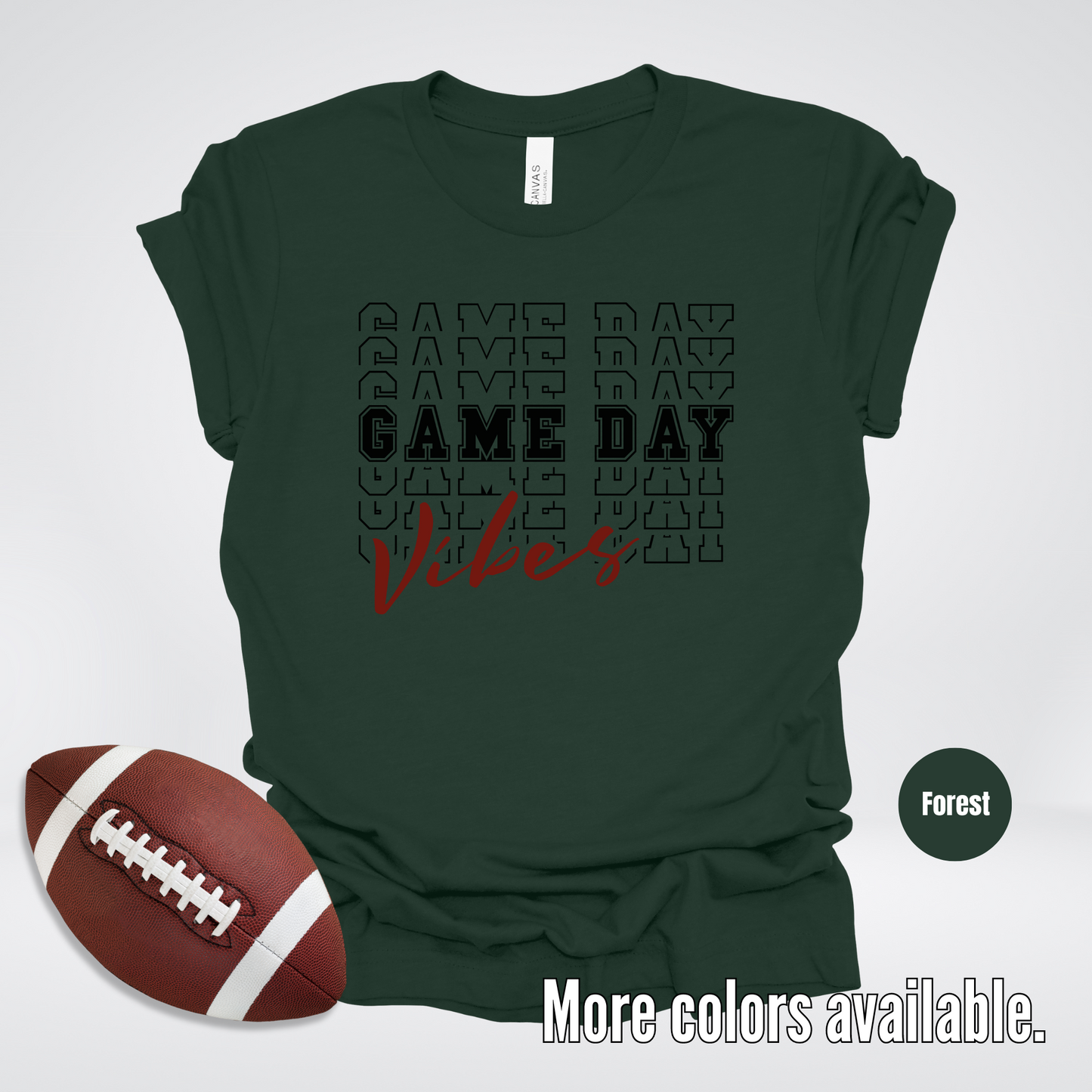 Game Day Vibes Stacked - Black Design T-Shirt