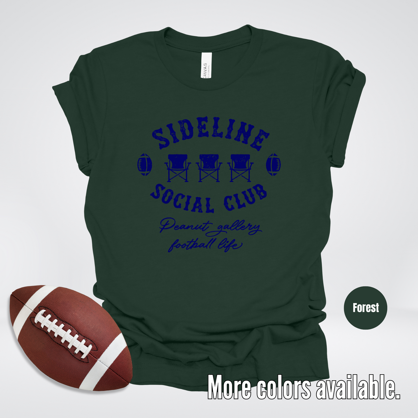 Sideline Social Club Peanut Gallery Football Life Navy Design T-Shirt