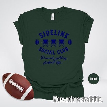 Sideline Social Club Peanut Gallery Football Life Navy Design T-Shirt