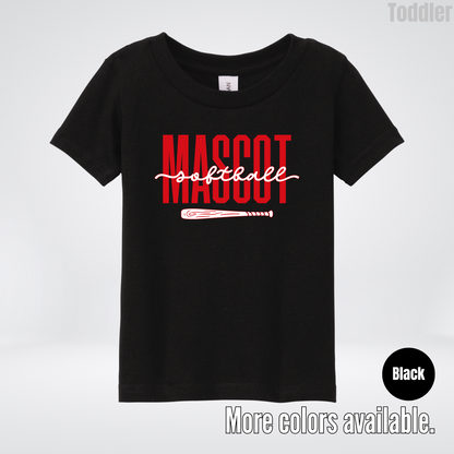 Custom Mascot – Red - Softball Design 28 Toddler T-Shirt