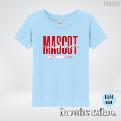 Custom Mascot – Red - Softball Design 28 Toddler T-Shirt