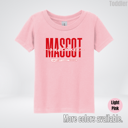 Custom Mascot – Red - Softball Design 28 Toddler T-Shirt