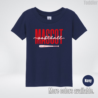 Custom Mascot – Red - Softball Design 28 Toddler T-Shirt