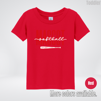 Custom Mascot – Red - Softball Design 28 Toddler T-Shirt