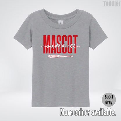 Custom Mascot – Red - Softball Design 28 Toddler T-Shirt