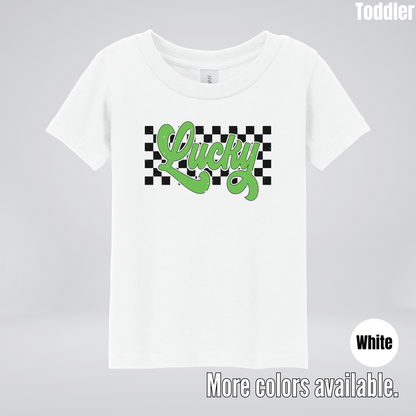 Lucky Cursive Checkered Retro – Saint Patrick’s Day Toddler T-Shirt