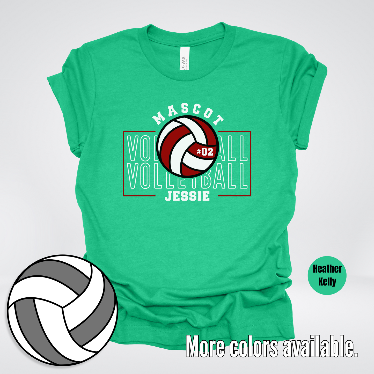 Custom Mascot, Number, & Name - Maroon - Volleyball Design 2 T-Shirt